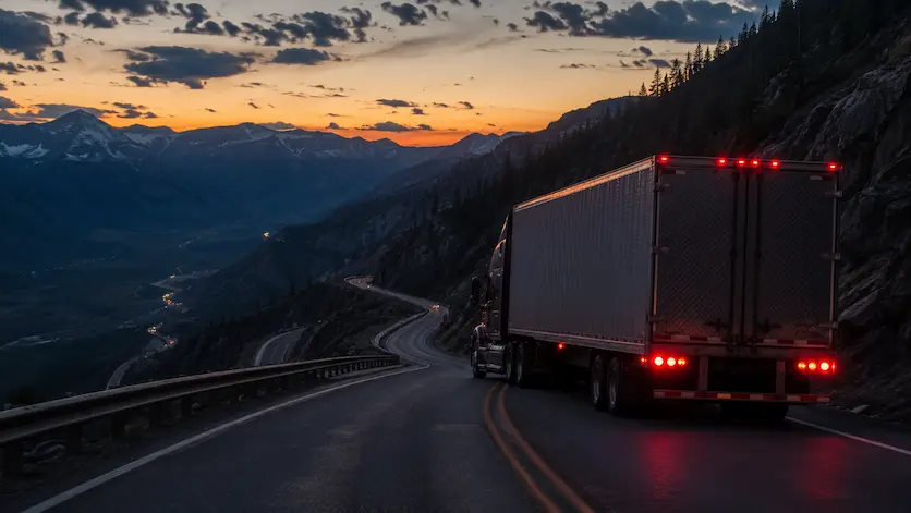 Semi truck descending I-70 through the Colorado mountains | Denver truck accident lawyer | Lionheart Injury Law