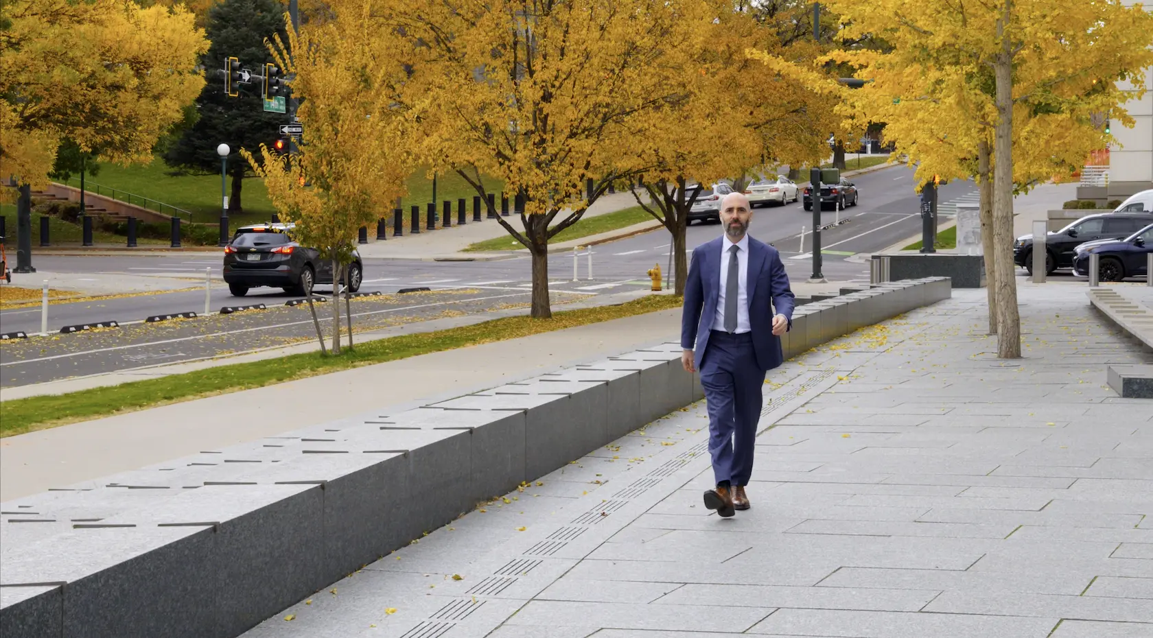 Adam Fonta, Denver uninsured driver lawyer, outside the Denver courthouse | Lionheart Injury Law