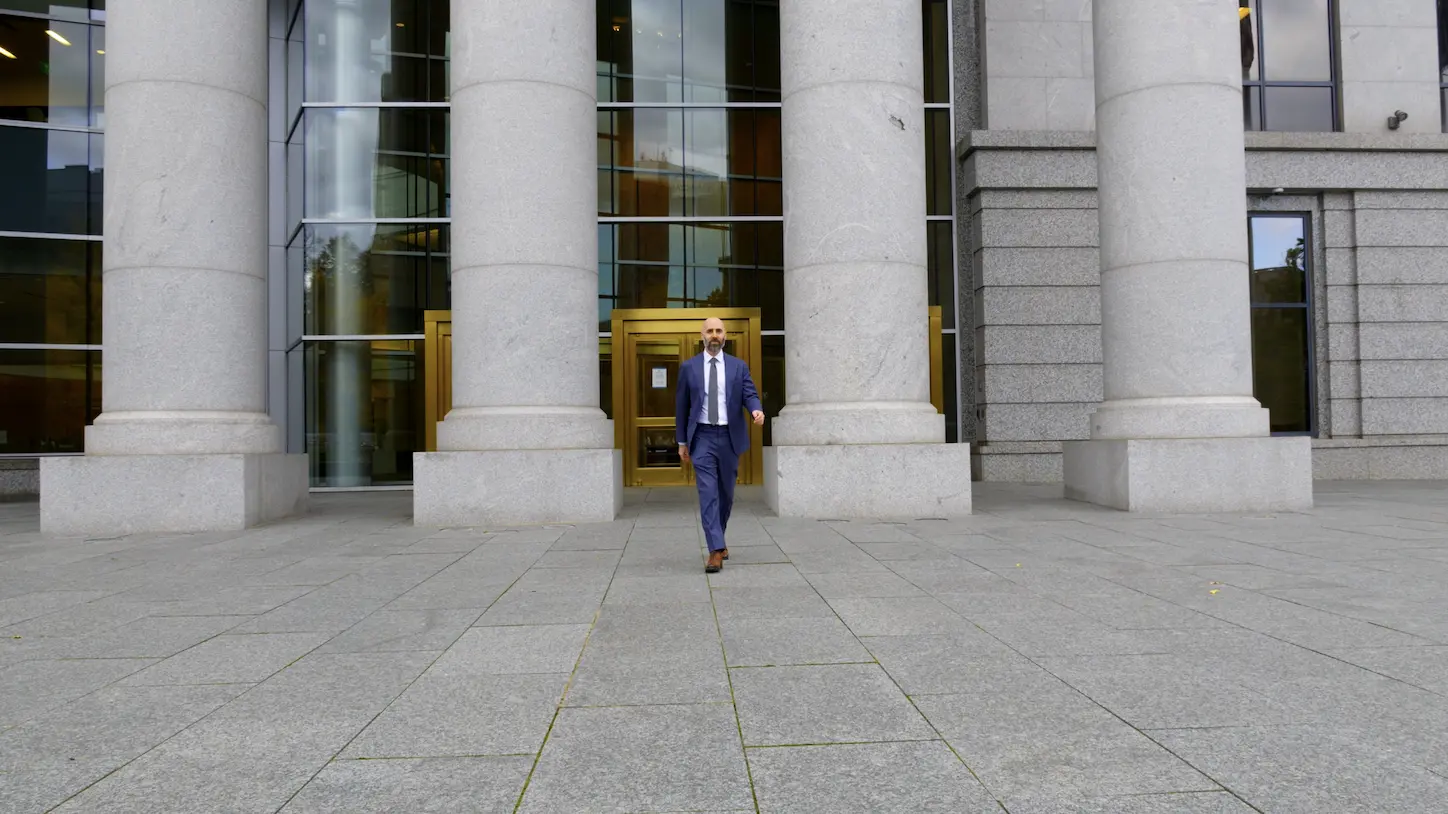 Adam Fonta, car accident lawyer in Denver, at the courthouse downtown | Lionheart Injury Law