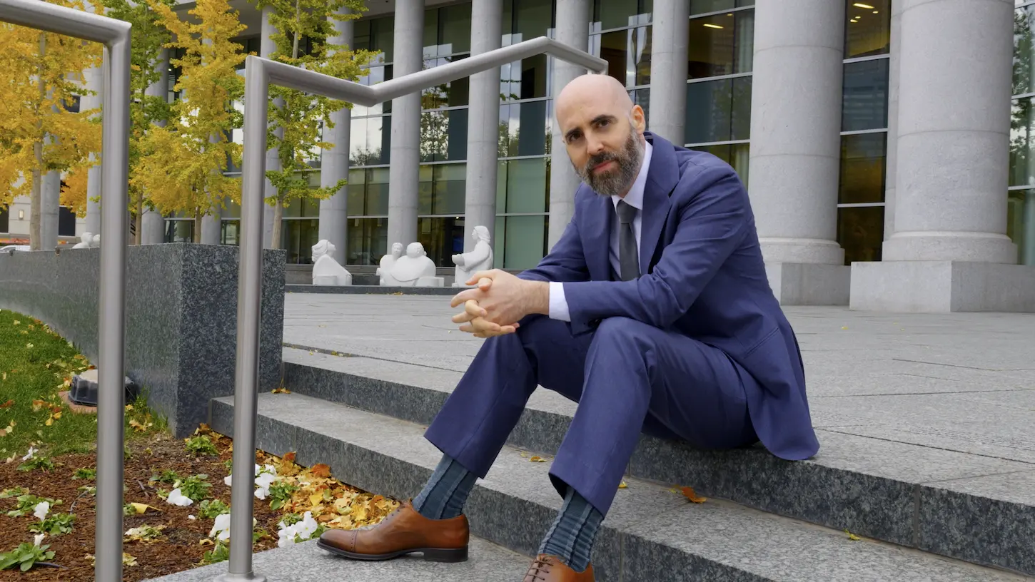 Adam Fonta, Denver hotel injury lawyer, outside the Denver courthouse | Lionheart Injury Law