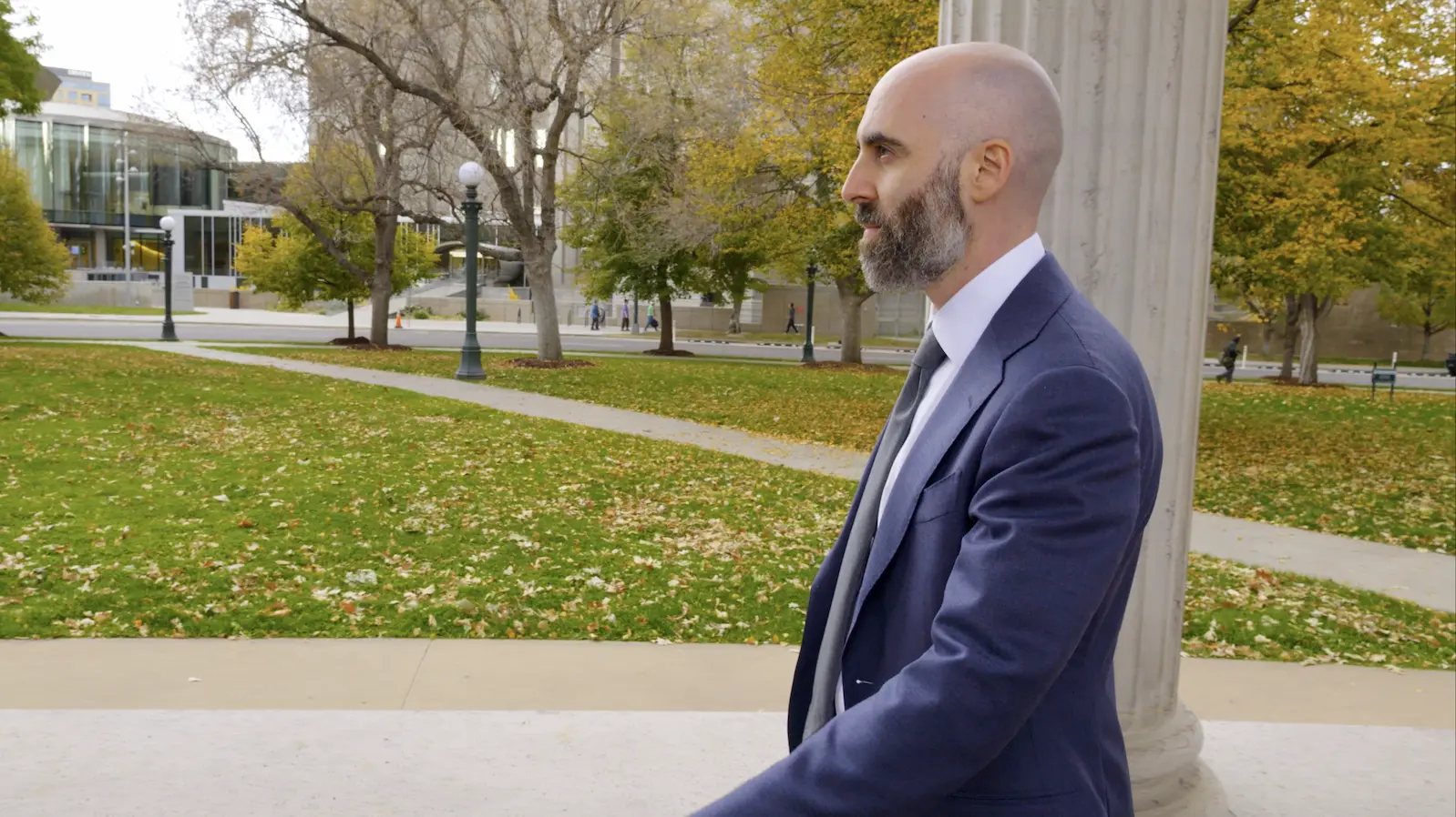 Adam Fonta, Denver rear-end accident lawyer, outside the Denver courthouse | Lionheart Injury Law