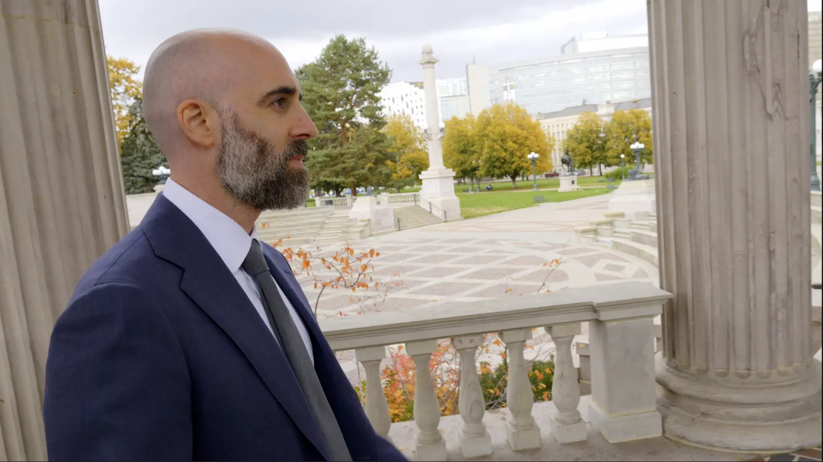 Adam Fonta, Denver sexual assault lawyer, outside the Denver courthouse | Lionheart Injury Law