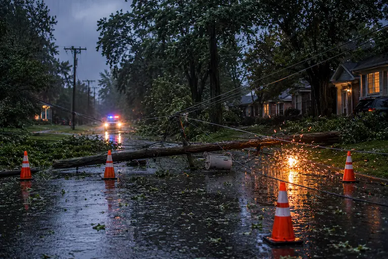 Downed power line sparking on the street | Colorado electrocution accident attorney | Lionheart Injury Law